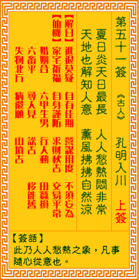 Goddess of Mercy Sign No. 51: Kong Ming enters the Sichuan River