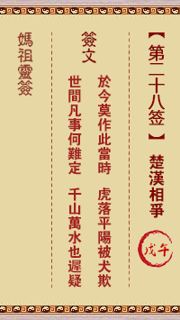 A-Ma's Lunar Sign No. 28:Wu Wu Chu-Han Contention