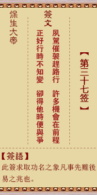 Bao Sheng Da Di Ling Lun Sign No. 37: 